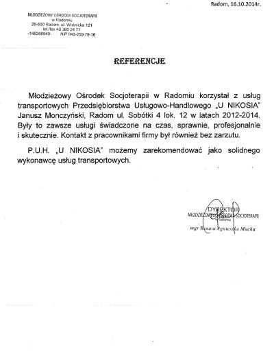 referencje młodzieżowego ośrodka socjoterapii w radomiu