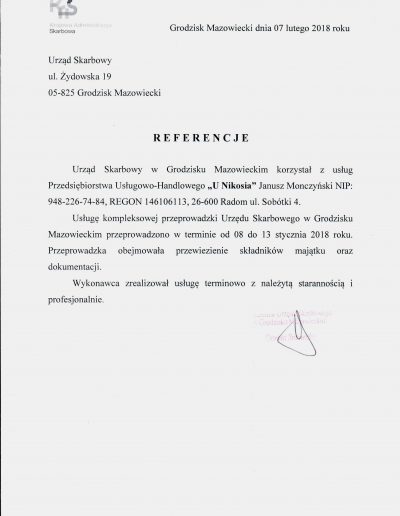 referencje urzędu skarbowego w grodzisku mazowieckim