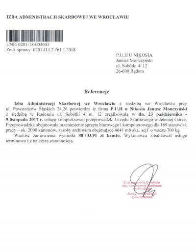 referencje izby administracji skarbowej we wrocławiu